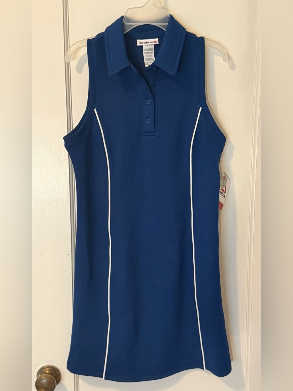 Reebok Women’s Sleeveless Polo Dress in Navy Blue with White Piping